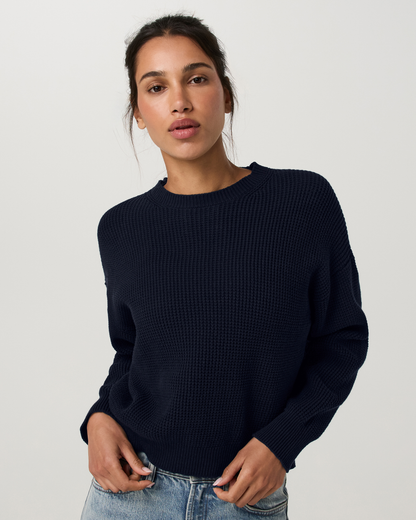 Cotton Waffle Sweater | Ink