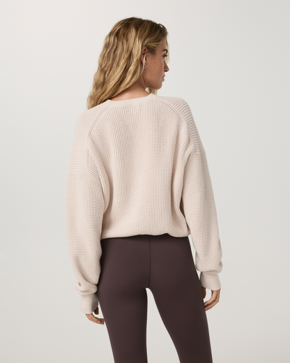 Cotton Waffle Sweater | Marshmallow