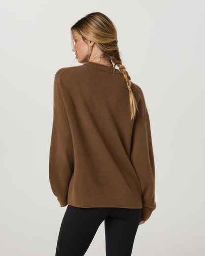 Émilie Cashmere Oversized Rib Crew | Bourbon