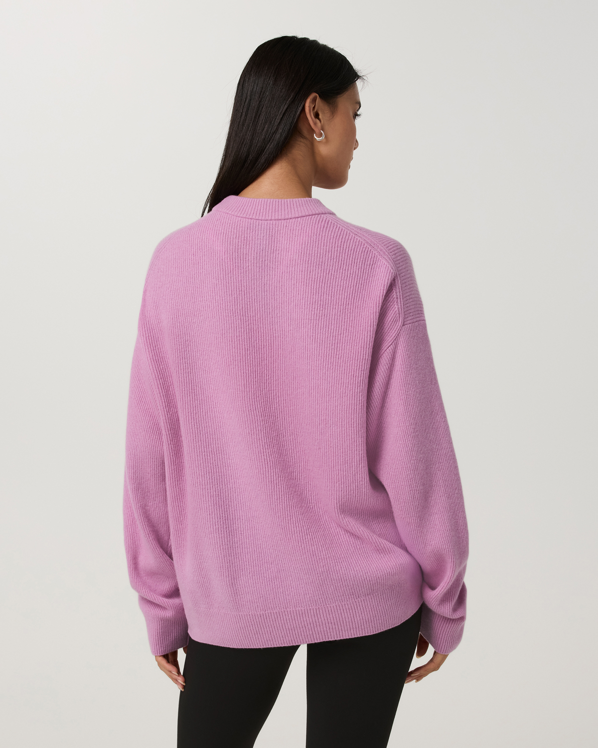 Émilie Cashmere Oversized Rib Crew | Light Bloom