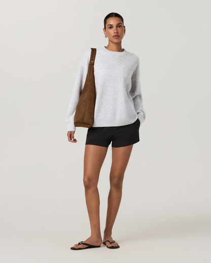 Émilie Cashmere Oversized Rib Crew | Pale Grey Heather