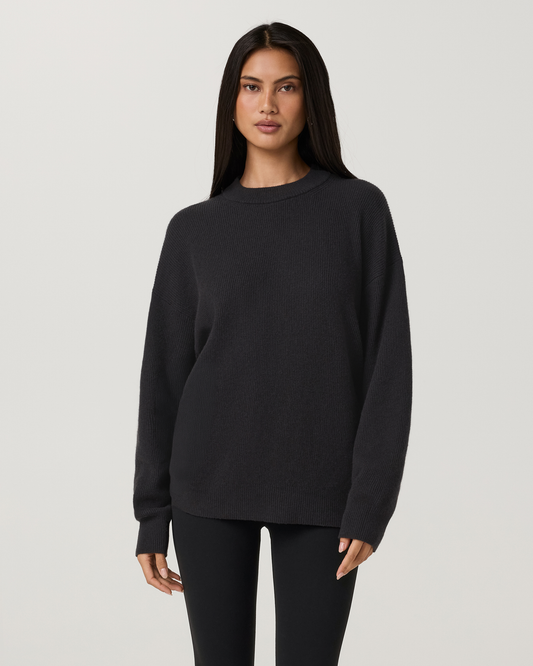 Émilie Cashmere Oversized Rib Crew | Vintage Black