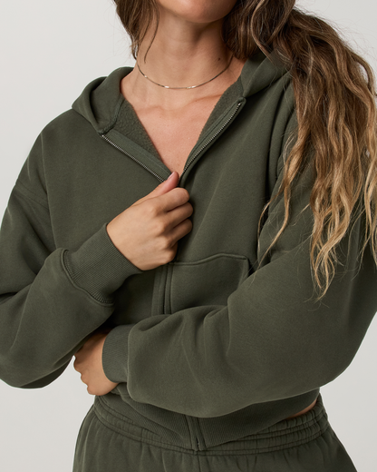 Restore Essential Full Zip Hoodie | Army