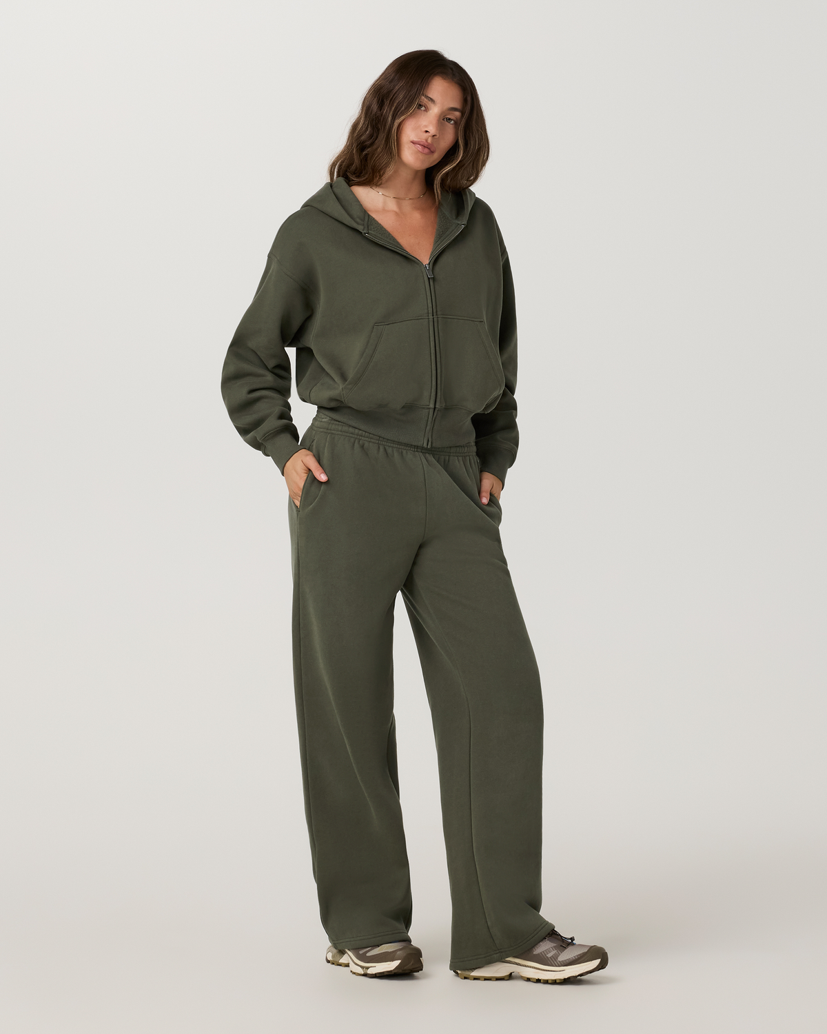 Restore Essential Full Zip Hoodie | Army