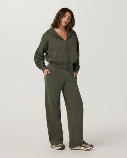 Restore Essential Full Zip Hoodie | Army