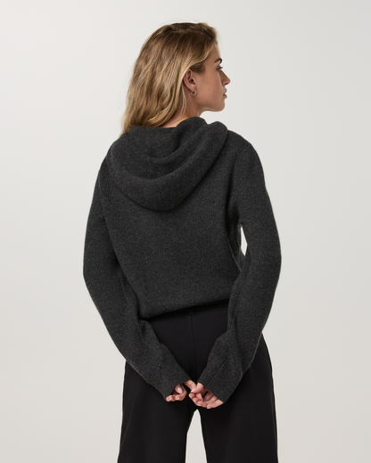 Émilie Cashmere Rib Double Zip | Charcoal Heather
