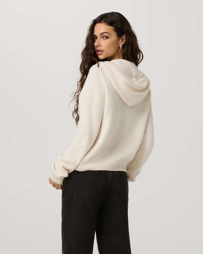 Émilie Cashmere Rib Double Zip | Porcelain