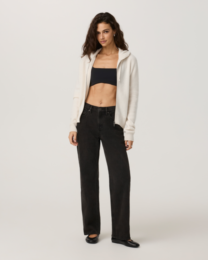 Émilie Cashmere Rib Double Zip | Porcelain