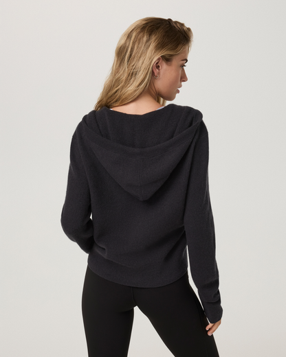 Émilie Cashmere Rib Double Zip | Vintage Black