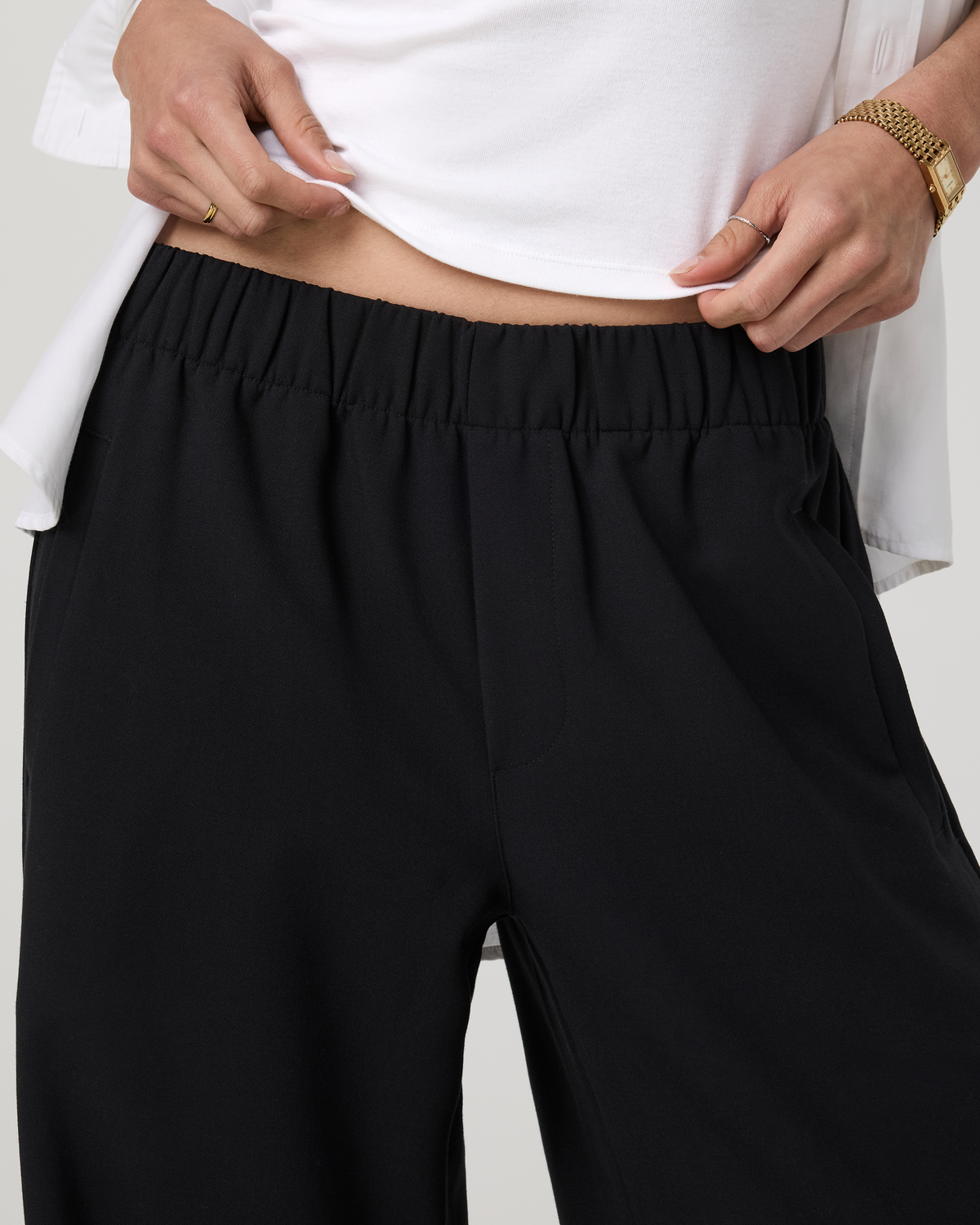 Sander Elastic Waist Trouser - Long | Black