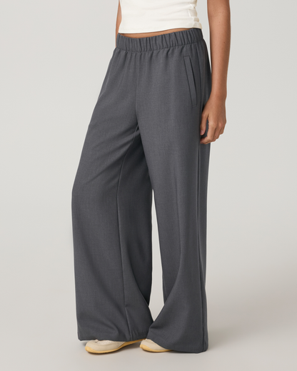 Sander Elastic Waist Trouser - Long | Charcoal Heather