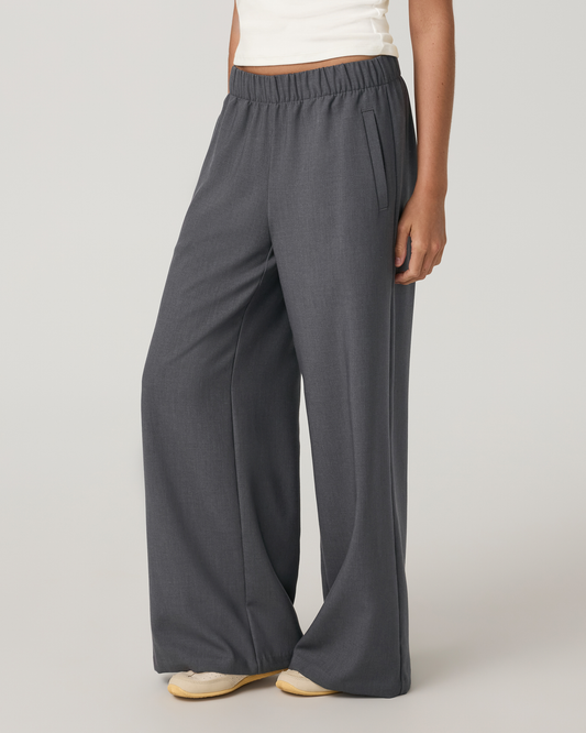 Sander Elastic Waist Trouser - Long | Charcoal Heather