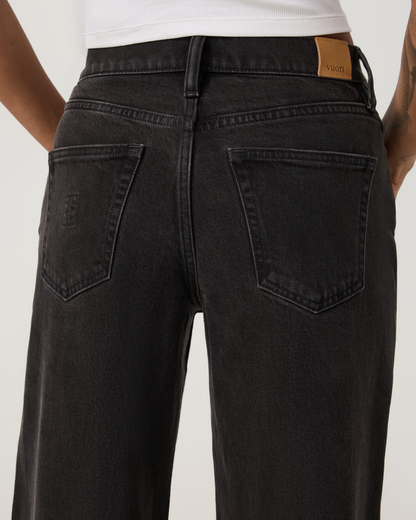 Women's Vuori Vintage Wideleg Jean 30" | Black Wash Denim