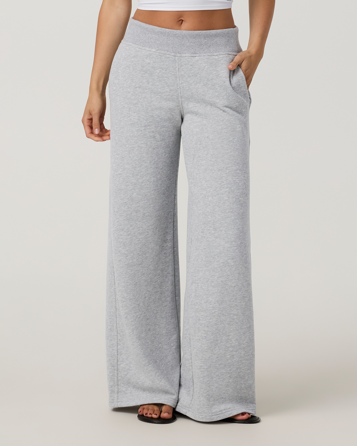 Sedona Midrise Wideleg Sweatpant - Long | Light Heather Grey