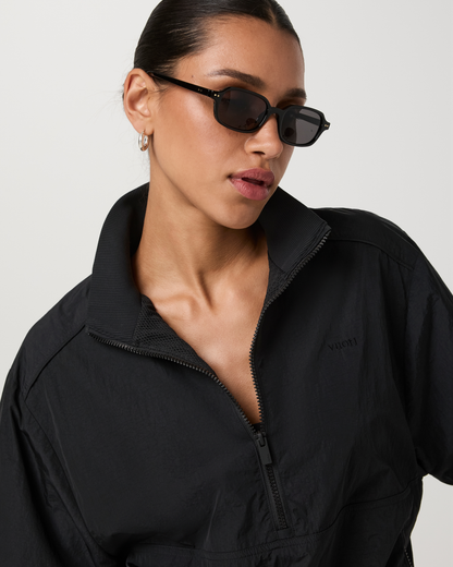 Retrograde Short Sleeve Half Zip Jacket | Black